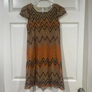 VaVa by Joy Han Size XS Vintage Boho Crocheted Cap Sleeve 70s Brown Tan Orange